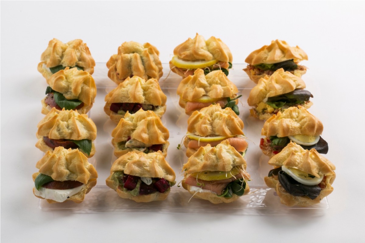 mini profiterole with diffrent kinds of fillings